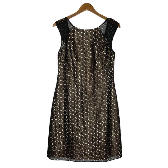 Phoebe | Black Sheer Laser Cut Triangle Metallic Layered A-line Cocktail Dress - Picture 1 of 8